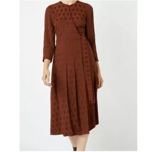 NWT - HOBBS London Hazel Wrap Belted Caramel Long Sleeve Midi Dress